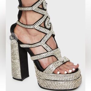 Dazzling Women's Gladiator Heels with Crystal Embellishments